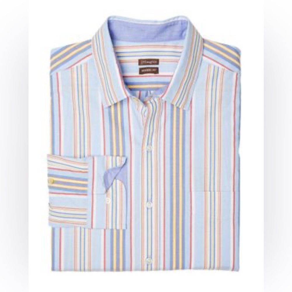 NWT $148 J. McLaughlin Men’s Gramercy Modern Stripe Button Down Size Medium